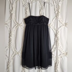 BCBG Paris Strapless Black Rose Floral Mini Cocktail Dress Sz 4